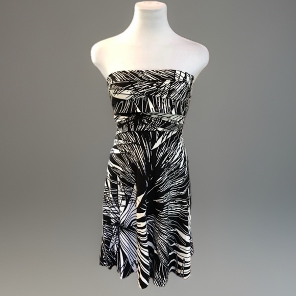 Abstract Party Cocktail Strapless Dress XS - Picture 1 of 7